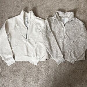 Large Women’s Jockey Tan Quarter-Zip Sweatshirts with front pocket